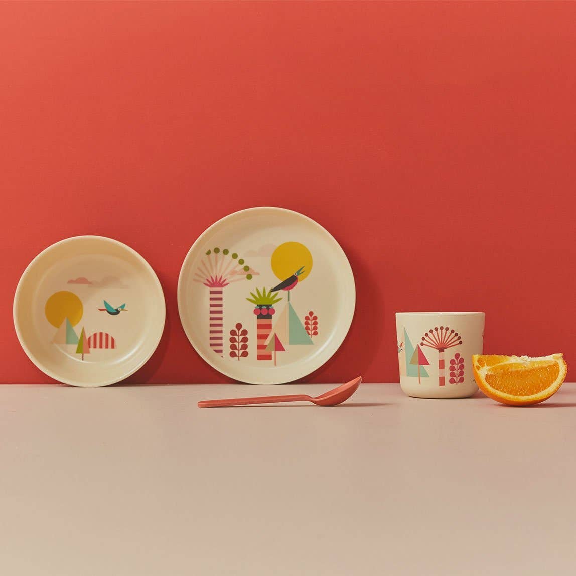 Set de vaisselle illustré pour enfants - Arbres