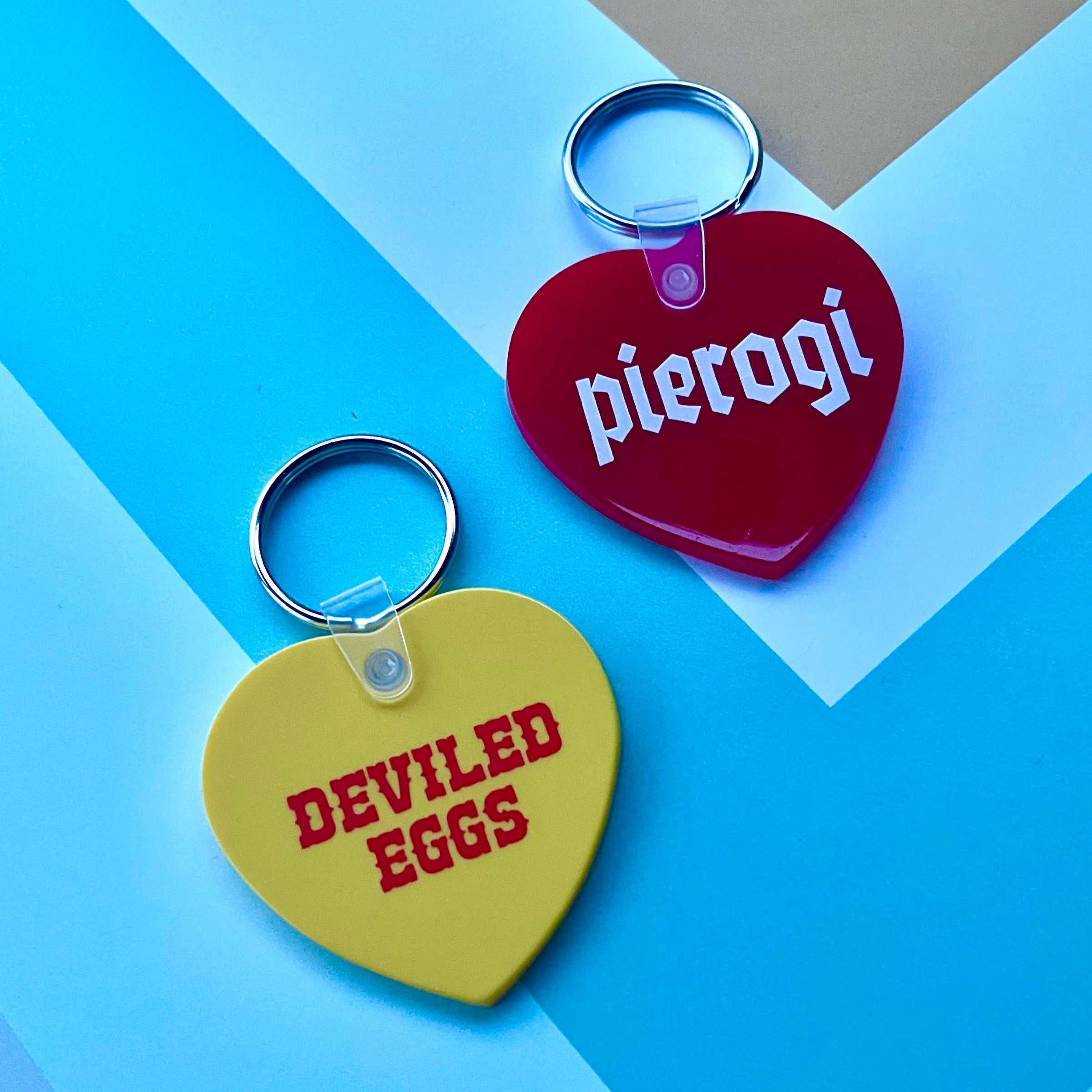 Porte-clés en forme de cœur d'œufs mimosa boutique de cadeaux de restaurant