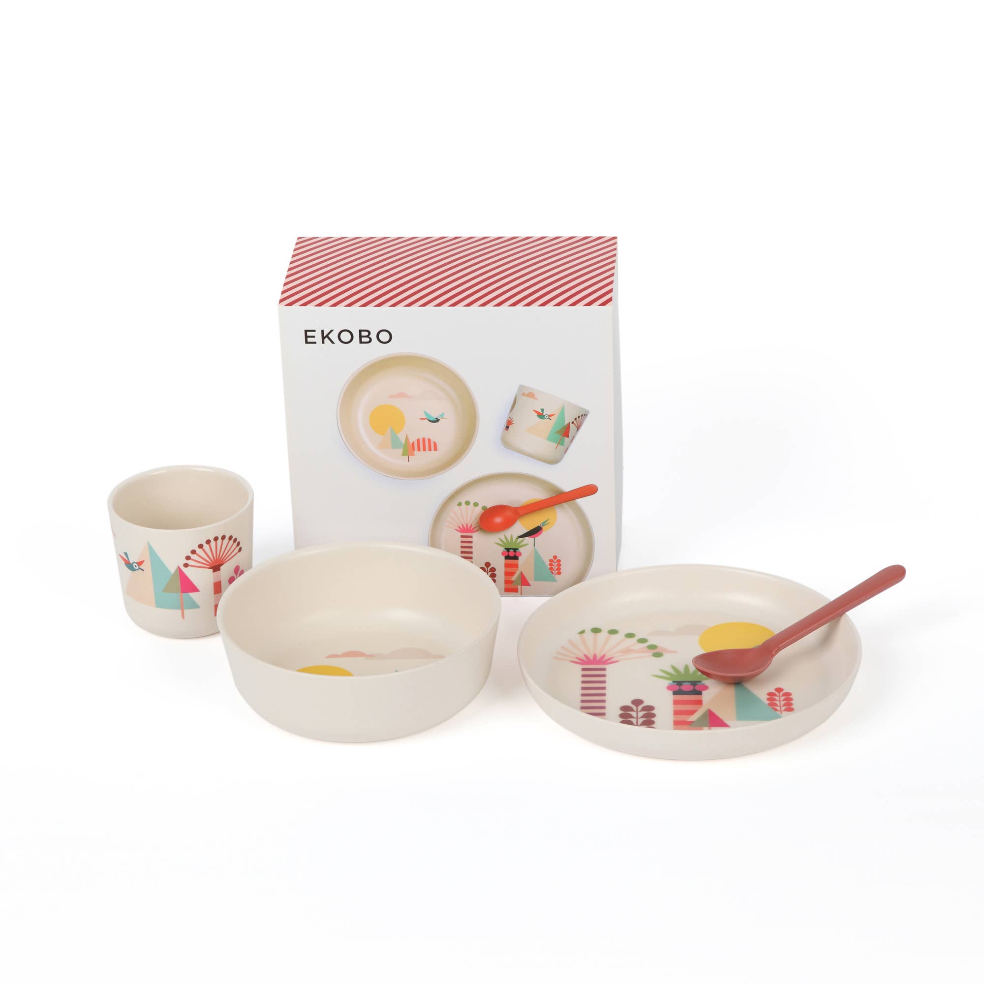Set de vaisselle illustré pour enfants - Arbres