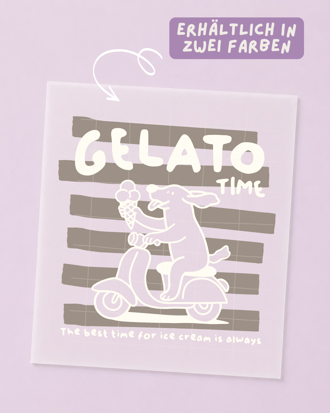 Motif thermocollant glace - Gelato Time - chien, glace, été - à repasser: Rouge