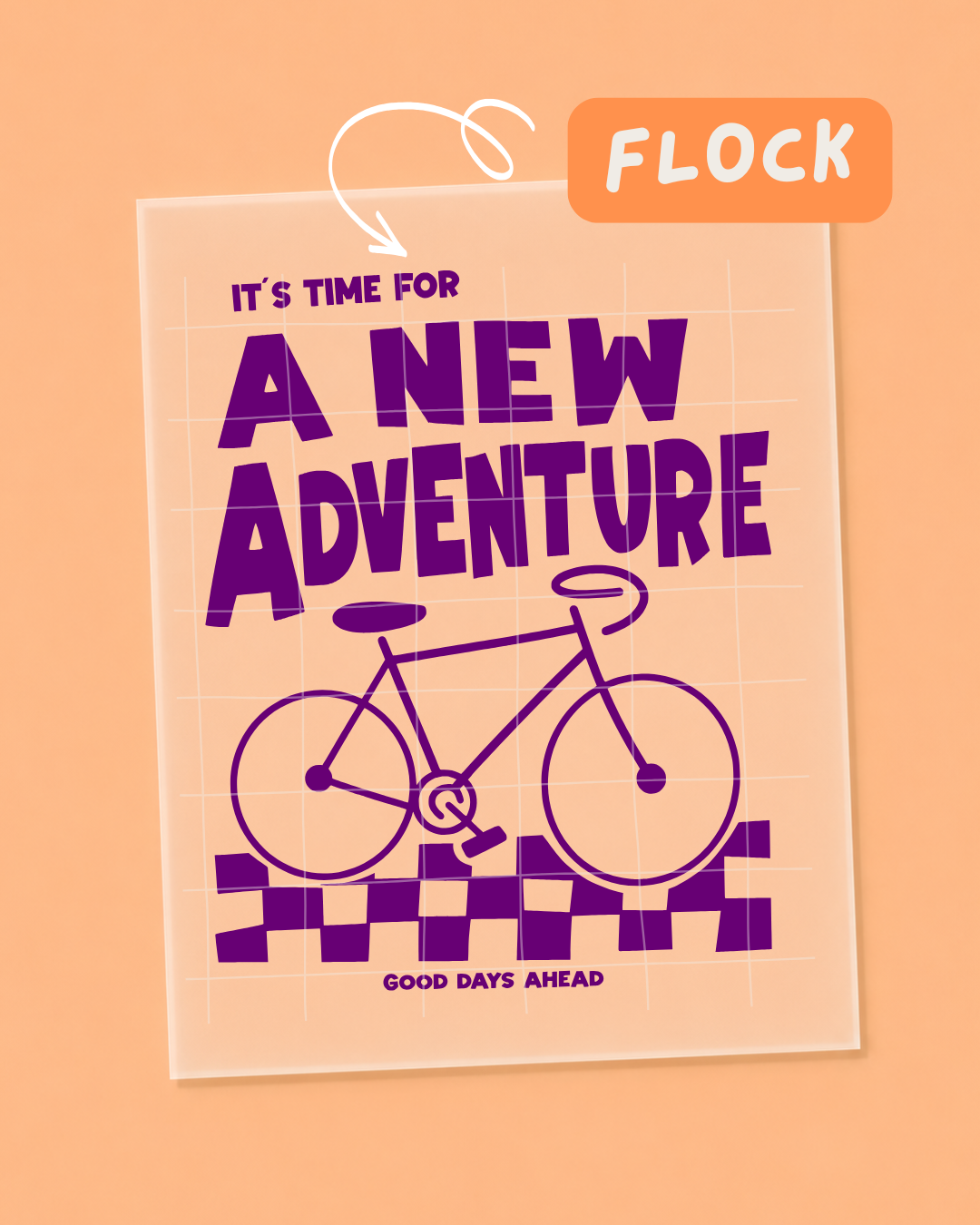 FLOCK motif thermocollant vélo, Adventure - FLOCK thermocollant à repasser: Grün / Klein