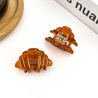 Mini pince à cheveux croissant, pince à cheveux sur le thème de la nourriture en acétate: Mini-agrafe