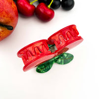 Pince à cheveux en acétate à double cerise, barrette inspirée des fruits