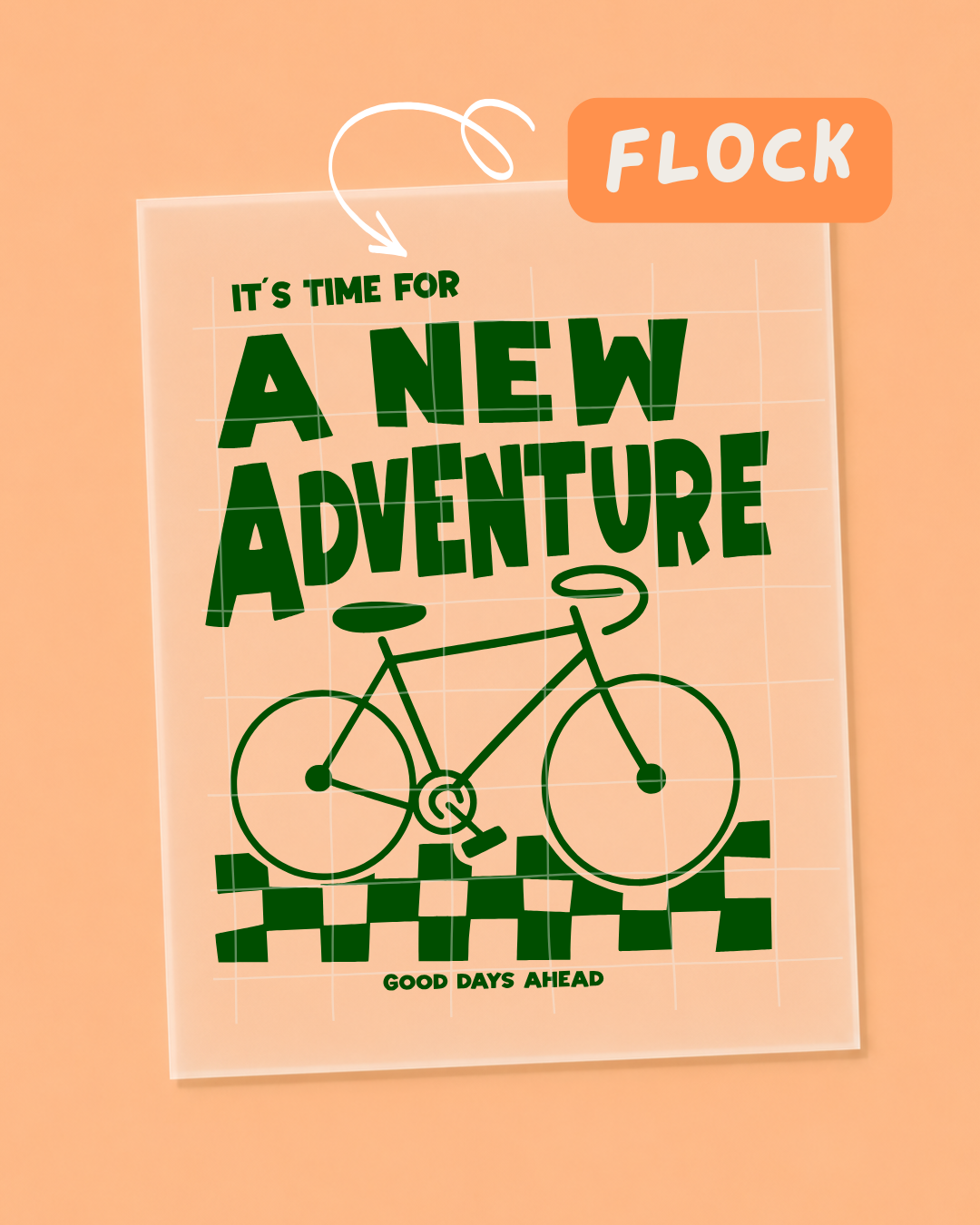 FLOCK motif thermocollant vélo, Adventure - FLOCK thermocollant à repasser: Grün / Klein