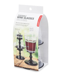 Ensemble de 2 verres à vin portables empilables avec sangle