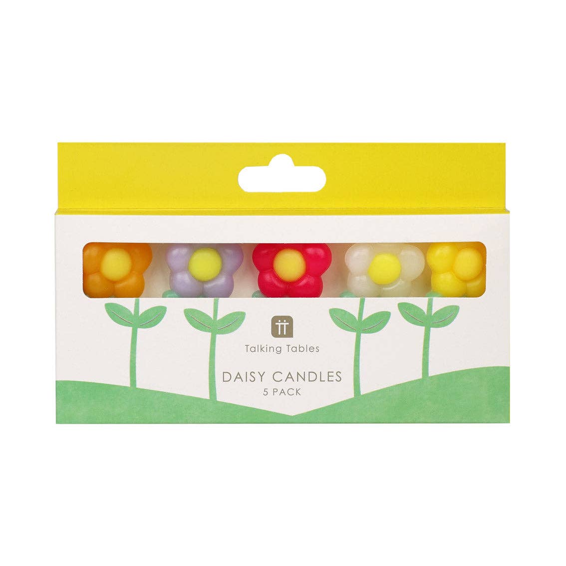 Bougies d'anniversaire marguerite multicolores - pack de 5 | Bougies pour gâteau |