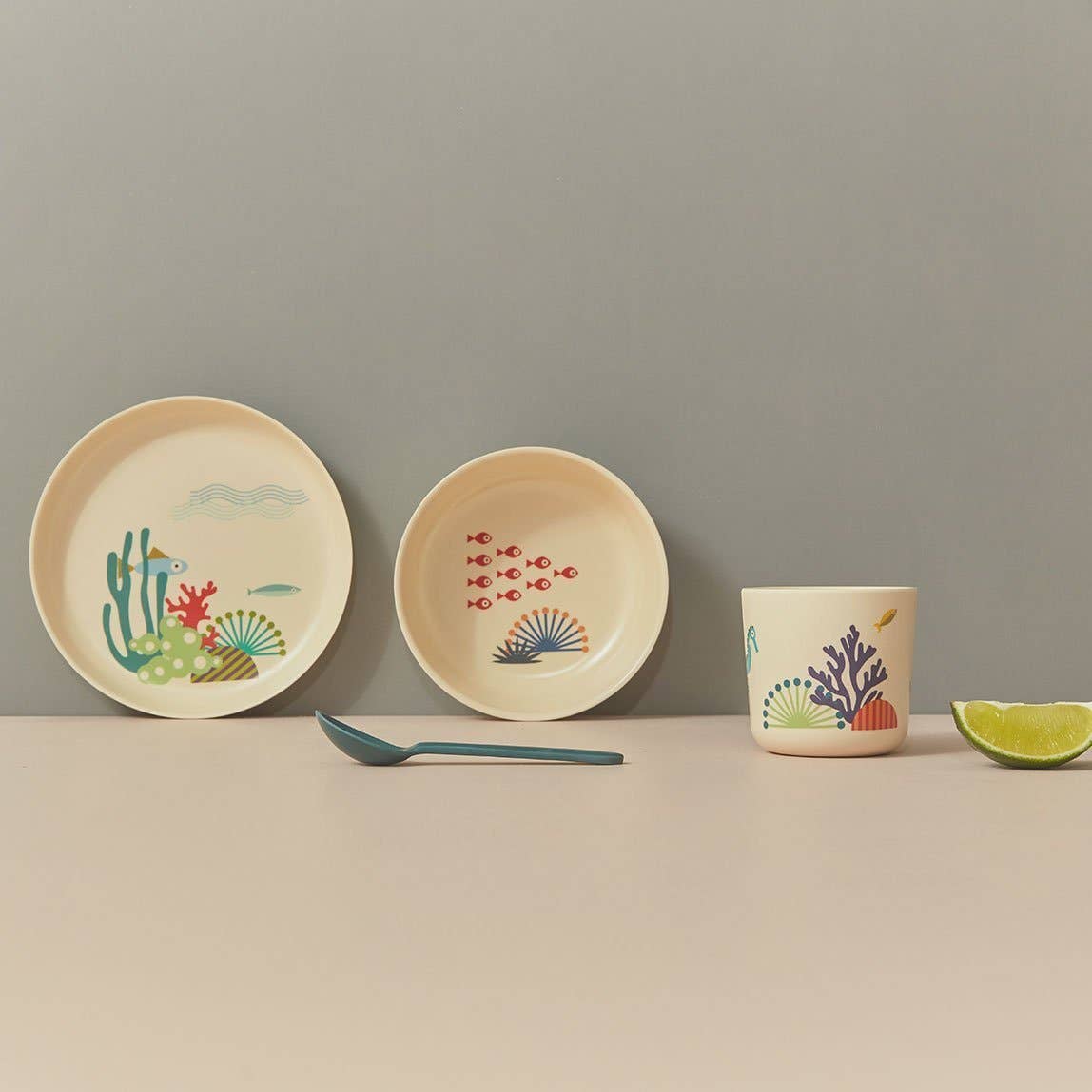 Ensemble de vaisselle illustrée pour enfants - Mers