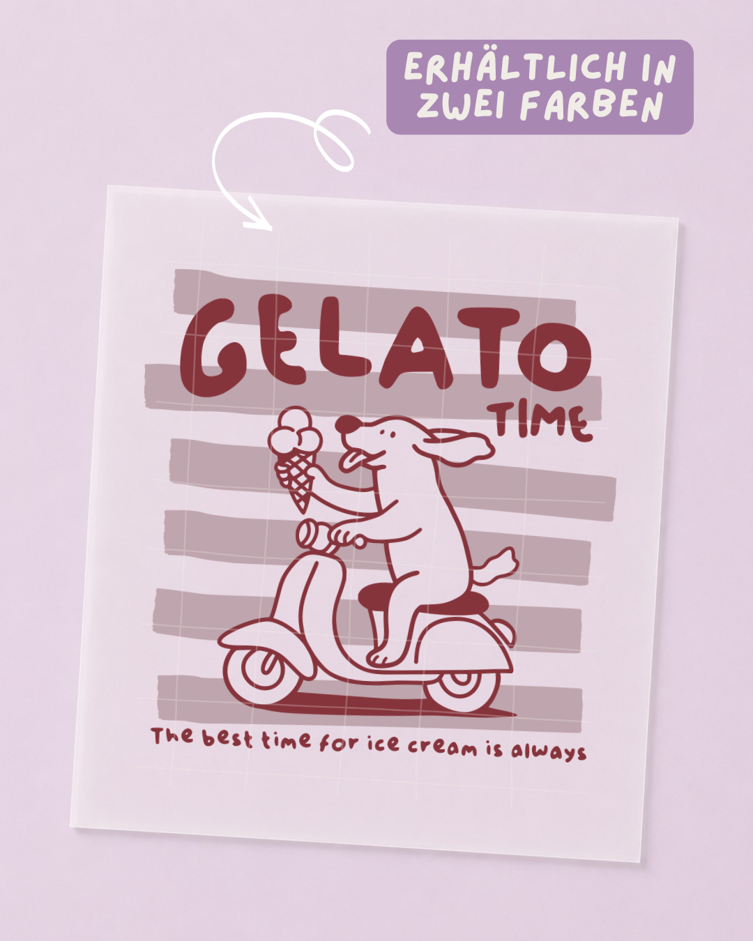 Motif thermocollant glace - Gelato Time - chien, glace, été - à repasser: Rouge