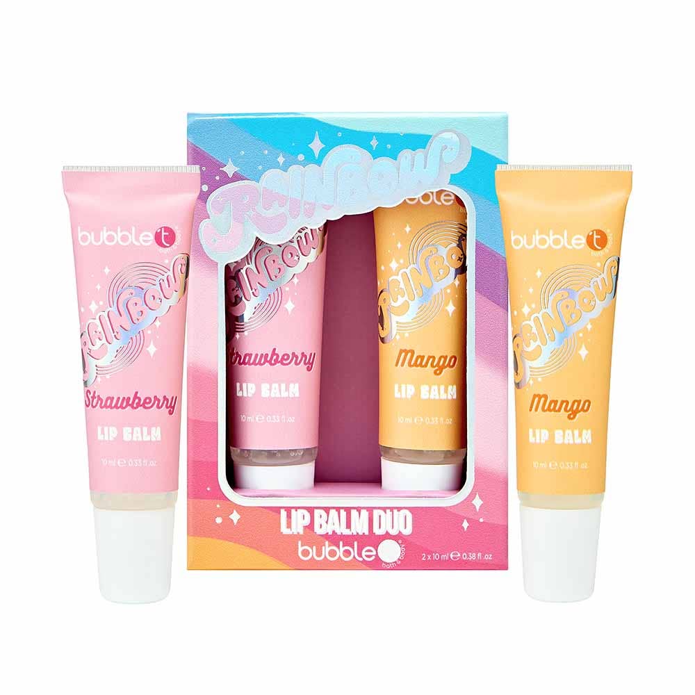 Duo de baumes à lèvres arc-en-ciel – Fraise & Mangue (2 x 10 ml)