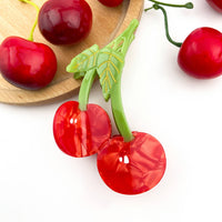 Pince à cheveux double cerises rouges brillantes