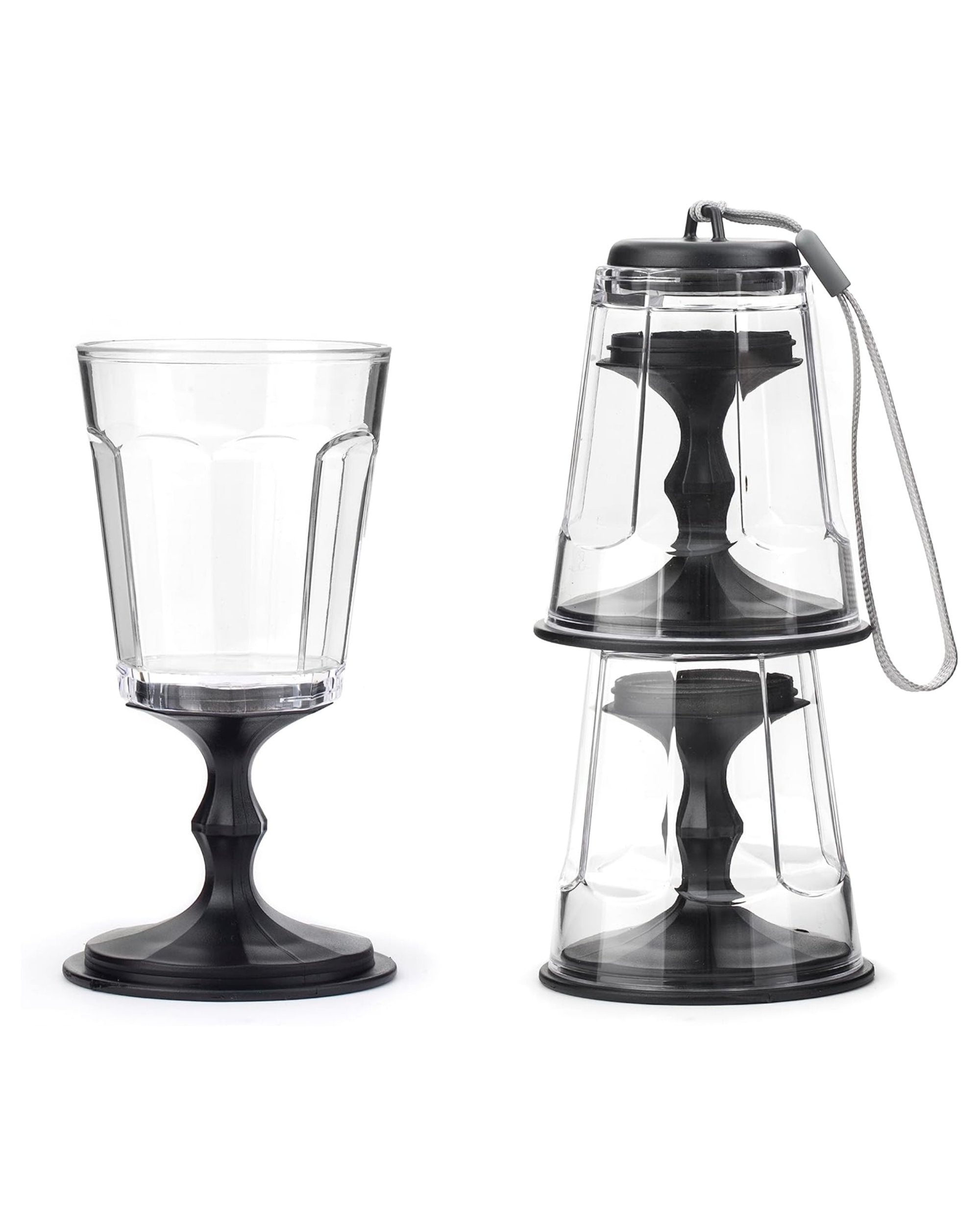 Ensemble de 2 verres à vin portables empilables avec sangle