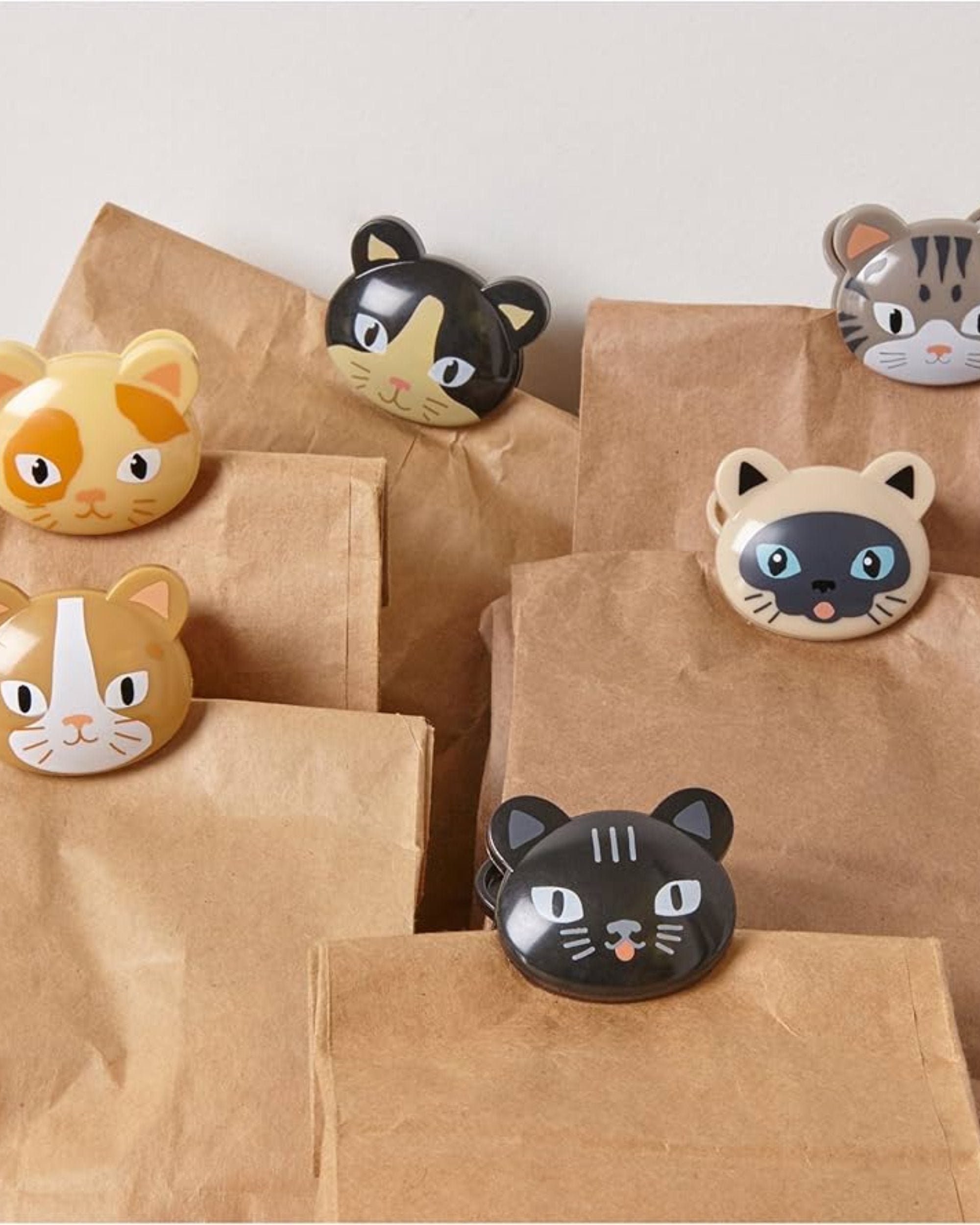Ensemble de 6 pinces à sachets - Chats assortis