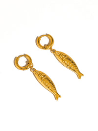 Boucle d'oreille créole poisson en or 18K Nibe non ternissable: Or jaune