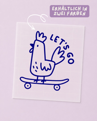 Transfert thermocollant poule - poule, coq - skateboard: Rouge / Animaux / Henne