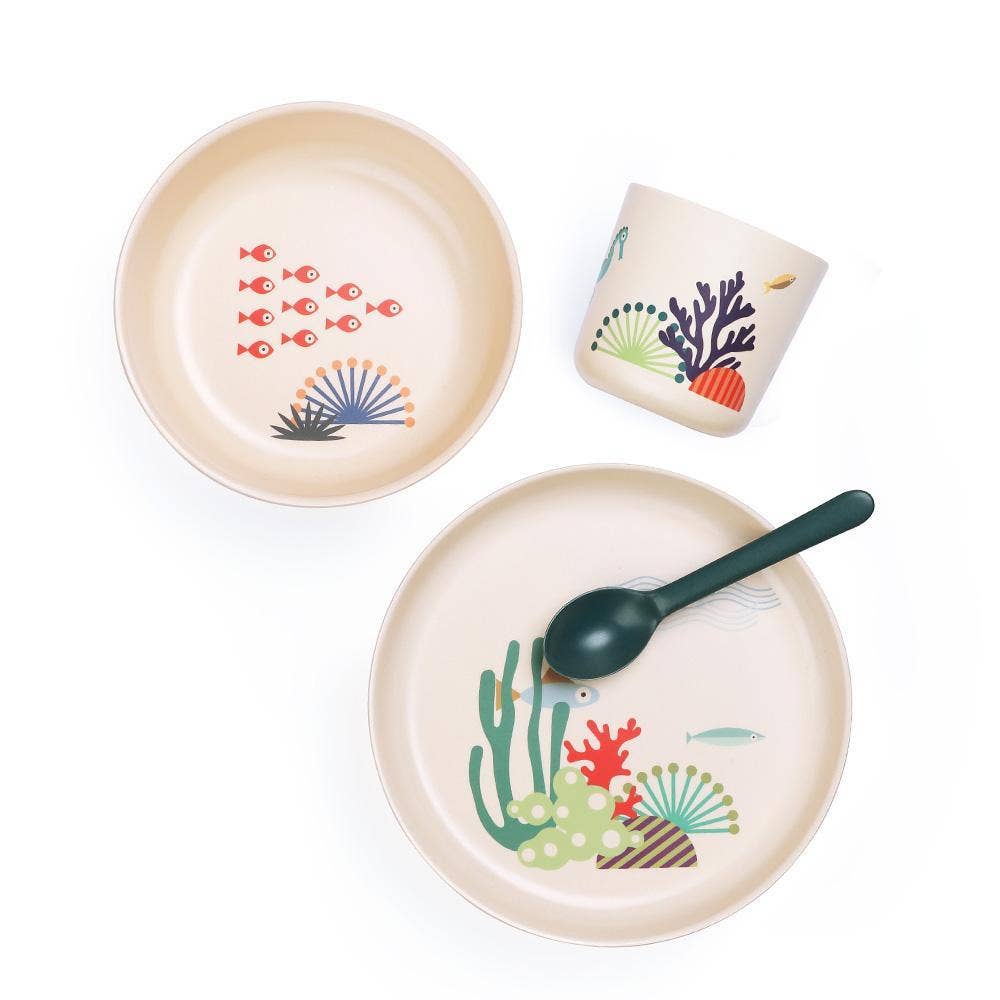 Ensemble de vaisselle illustrée pour enfants - Mers