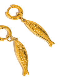 Boucle d'oreille créole poisson en or 18K Nibe non ternissable: Or jaune