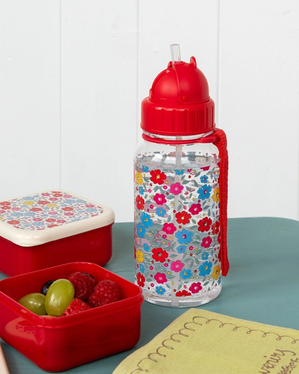 Children's water bottle with straw, 500ml - Ladybird - Rex London