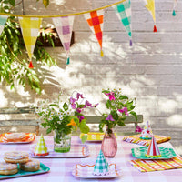 Assiettes carrées en vichy coloré - Pack de 12 | Fournitures de fête |