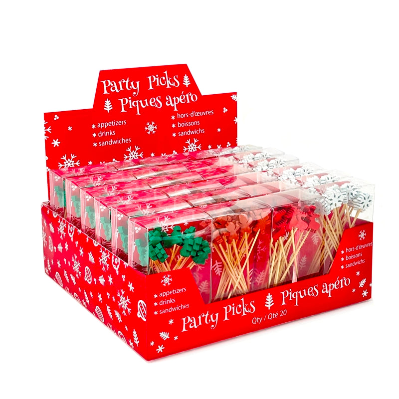 Piques à cocktail des fêtes (boîte de 20) - Danesco