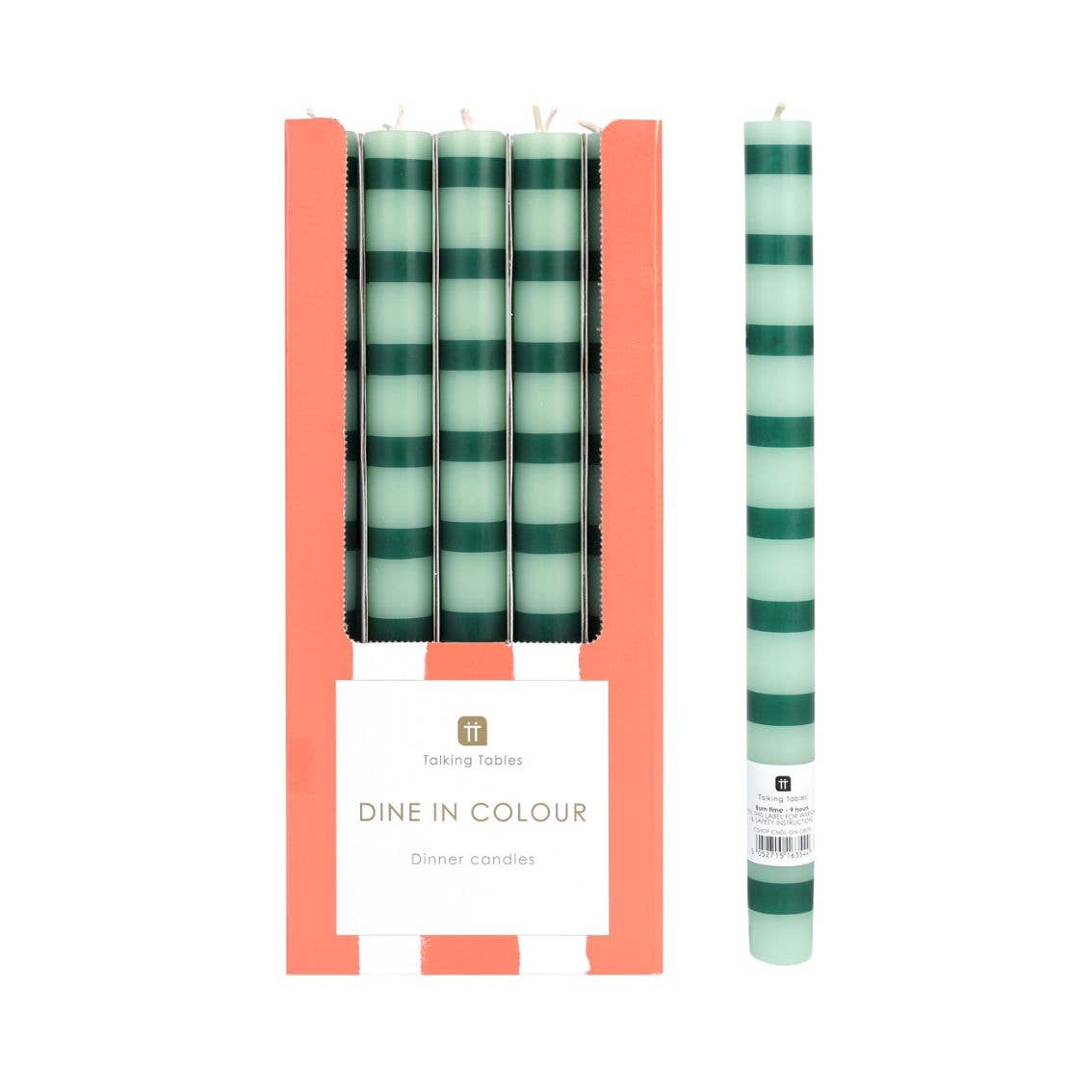 Bougies de table à rayures vertes - Présentoir | Cadeaux du quotidien |
