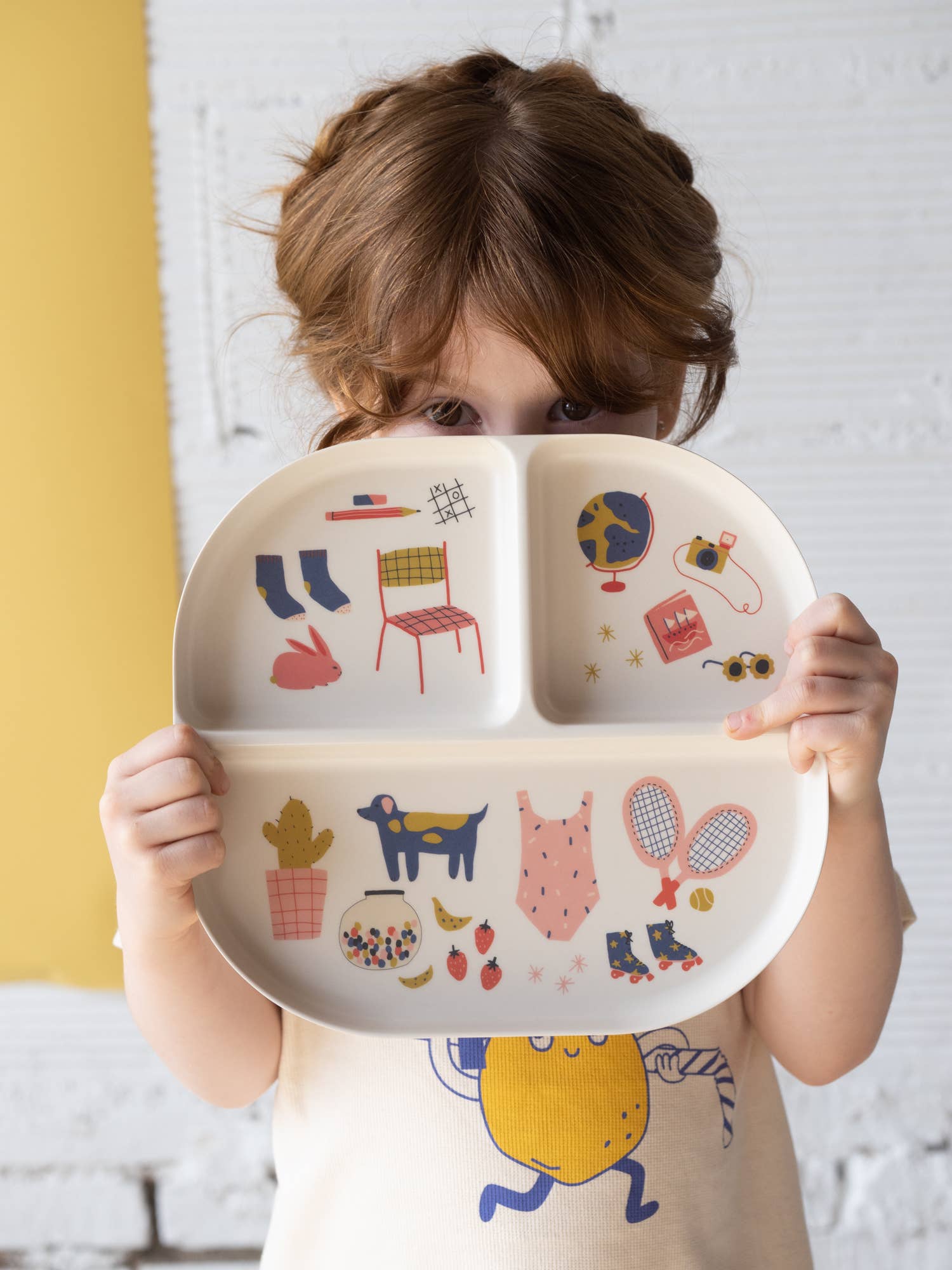 Ensemble de vaisselle illustré pour enfants - Corail