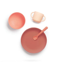 Ensemble de repas en silicone pour bébé - Corail