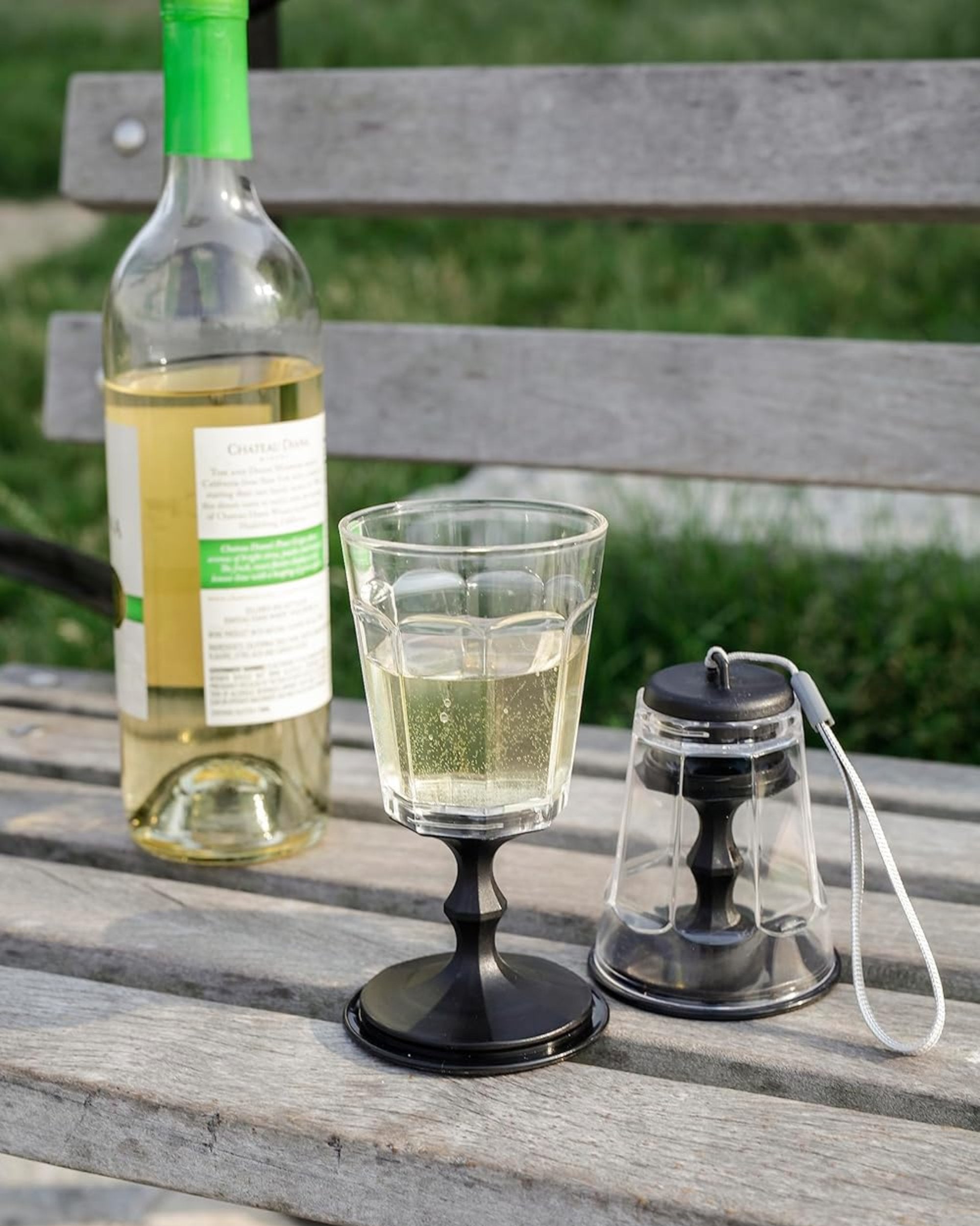 Ensemble de 2 verres à vin portables empilables avec sangle