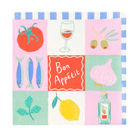 Serviettes en papier recyclé Bon Appétit - Pack de 20 | Décoration d'été |