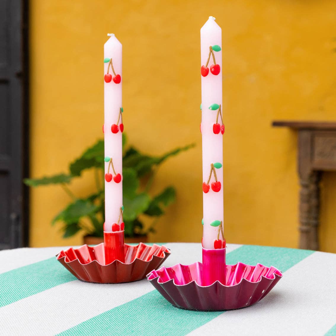 Bougies de table Cerise - lot de 2 | Décoration d'été pour la maison |