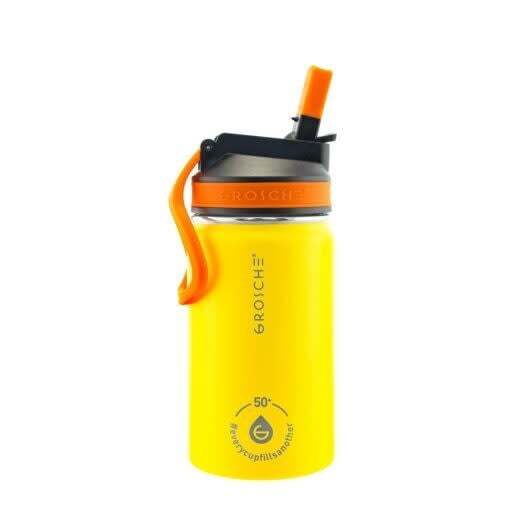 Lil Chill Kids sip flask 12 oz stainless steel insulated jaune - 12 oz - Grosche
