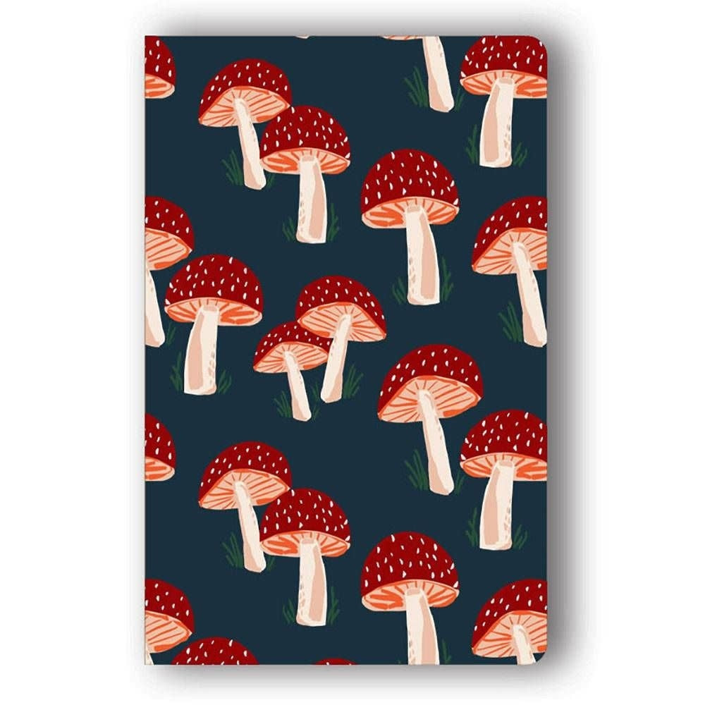 Cahier ligné - 5,25'' x 8,25'' - Champignons bleu marin
