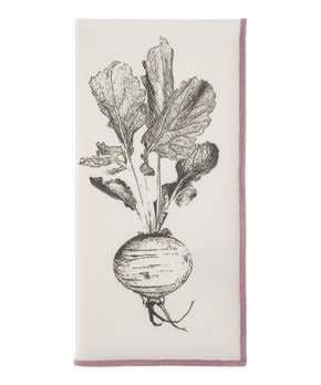 4 SERVIETTES Radis Bord Brodée Karma