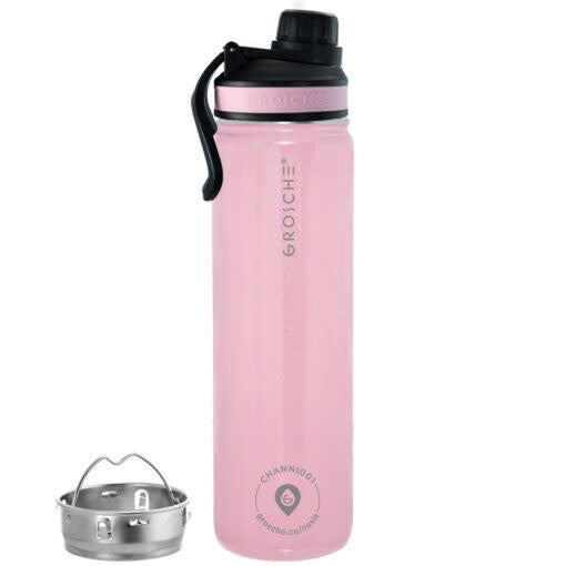 Rose quartz water bottle for infusion - 22 ounces - GROSCHE Oasis