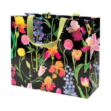 Sac cadeau large - motif fleurs - Caspari Collection