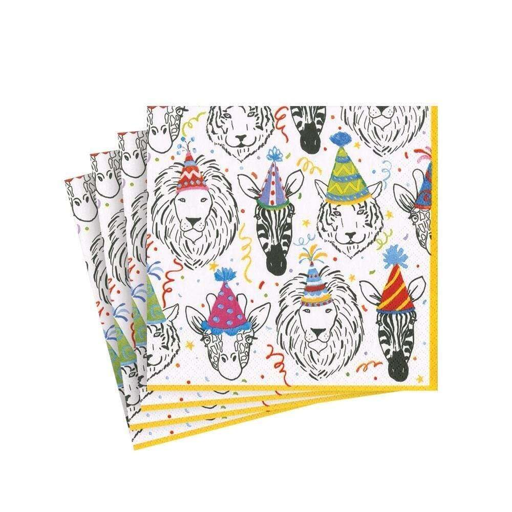 Serviettes de cocktail 3 plis - motif anniversaire safari - Caspari