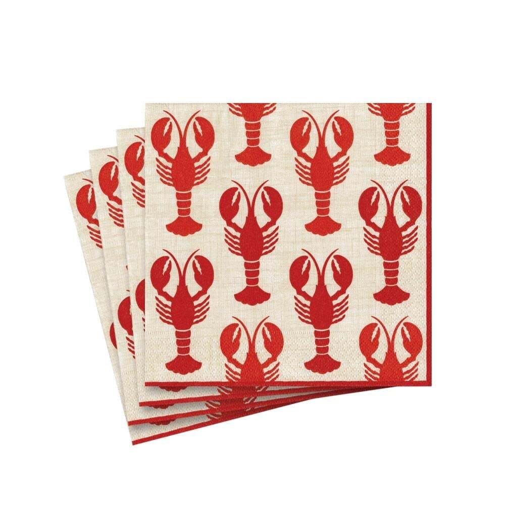 Serviettes de cocktail 3 plis - motif homard - Caspari