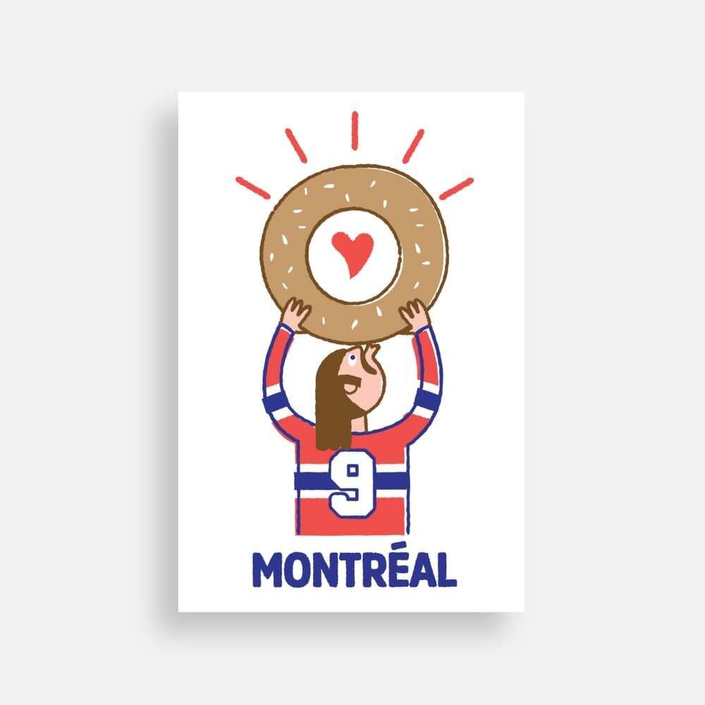 Carte postale Montreal Hockey Bagel 4 x 6 LB