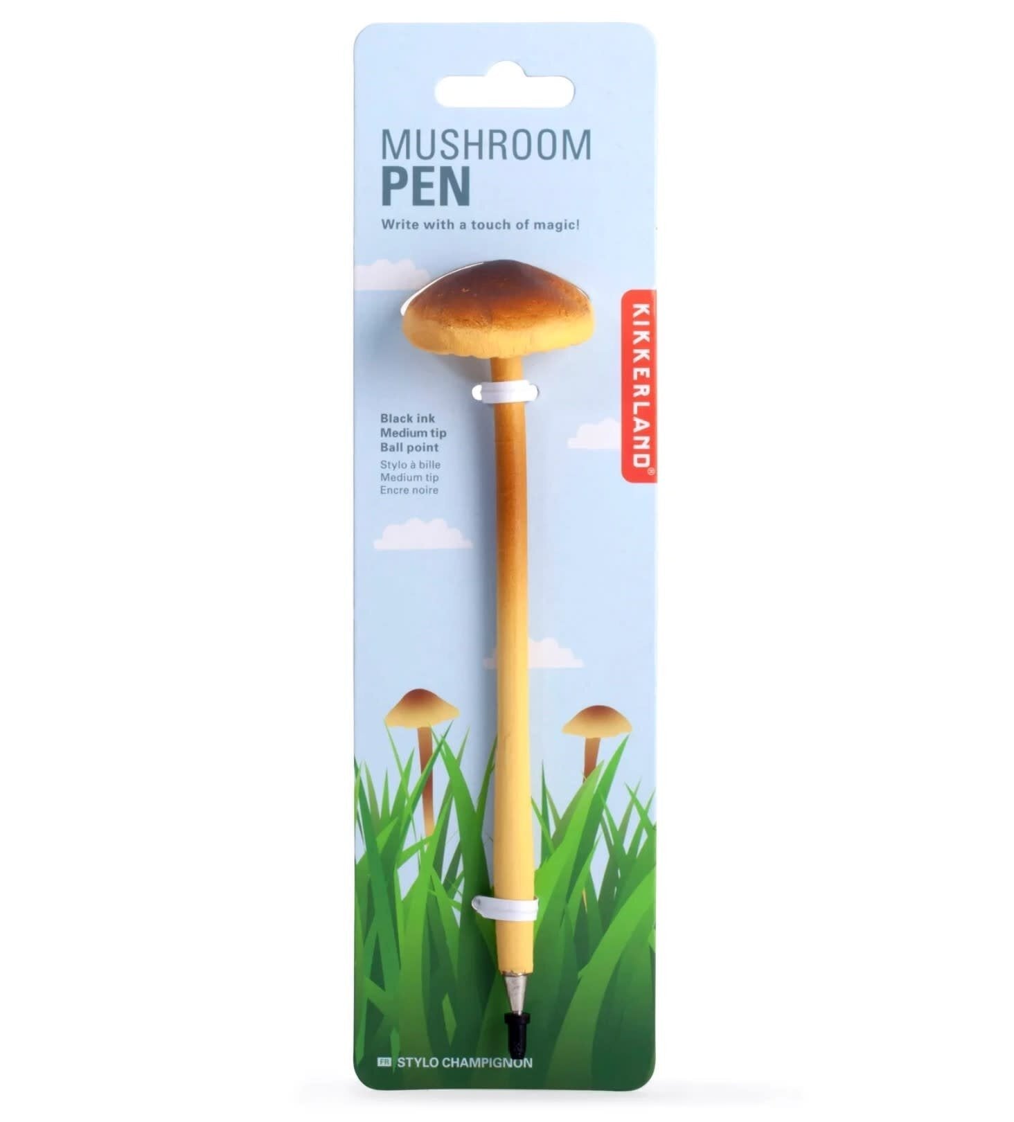 Crayon en champignon - Stylo à bille medium encre noir - Kikkerland