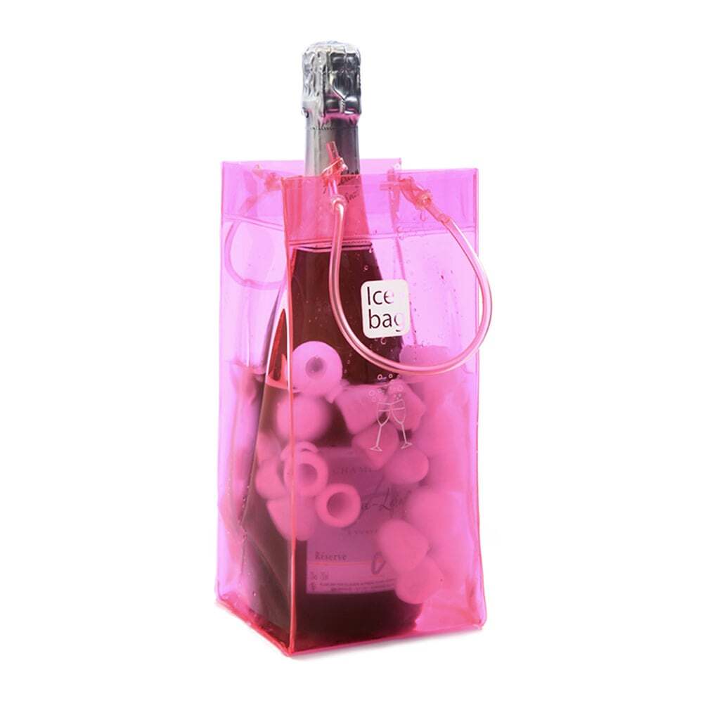 Reusable pink ice pack for bottle