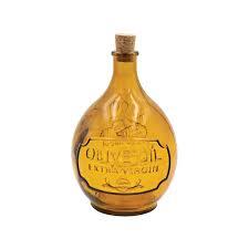 Bouteille d'huile d'olive en verre recyclé - Ambre embossé 32oz - Creative co-op