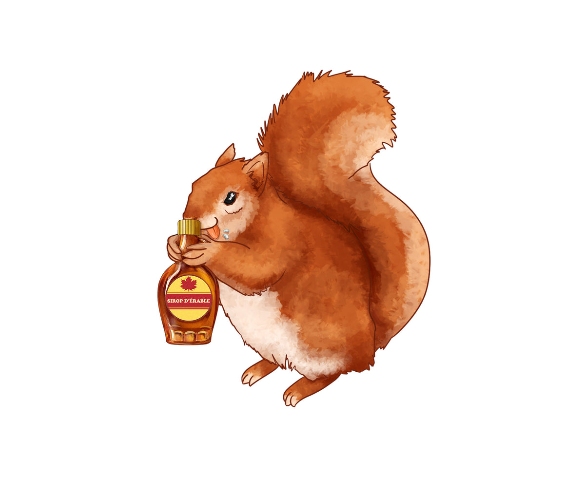 Autocollant Écureuil avec bouteille de sirop LB