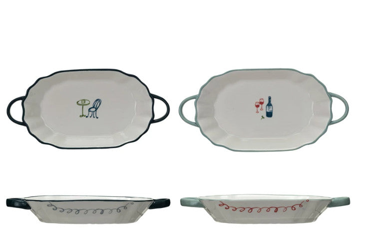 Assiette apero  peintes à la main - Creative Co-op