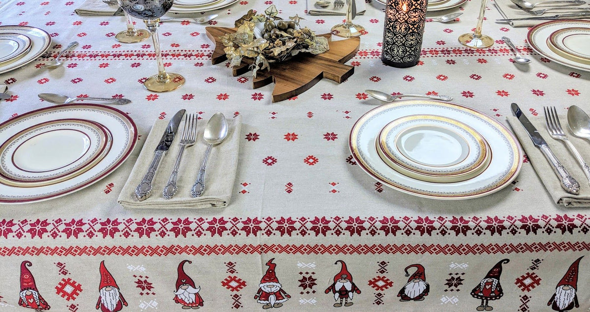 Nappe rectangulaire 8 personnes - Motif finlandais de Noël - Sac en vrac