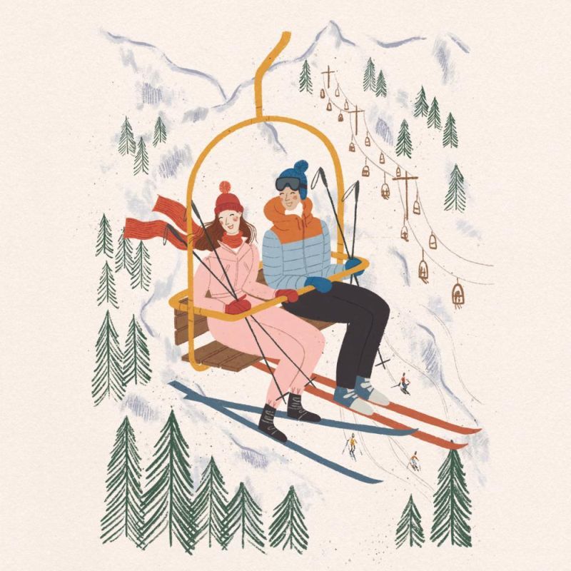 Napkins carrées - Couple de skieurs - PaperProducts Design