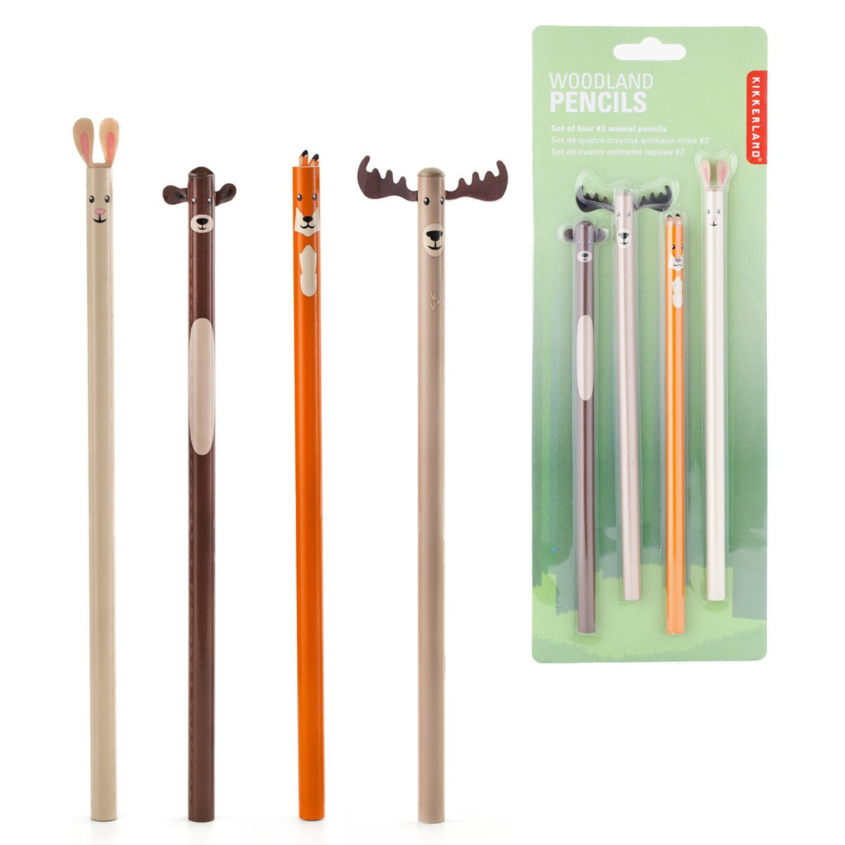 Crayon de bois - Ensemble de 4 animaux - Kikkerland