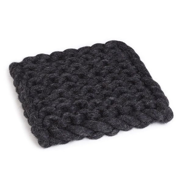 Sous-plat en tricot épais gris foncé en laine de mouton - Abbott