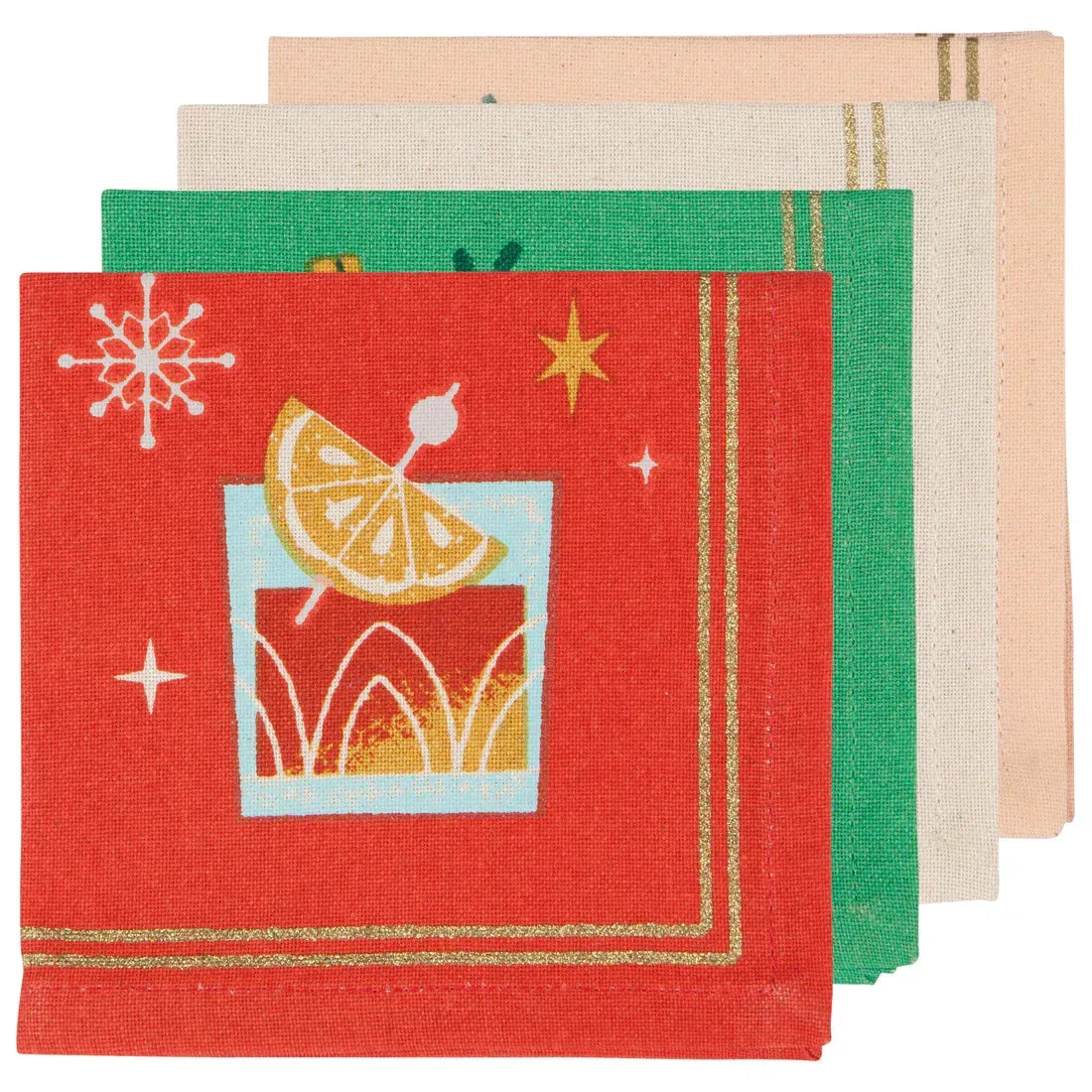 Serviettes en tissu (paquet de 4) - Napkins cocktails de Noël - Danica Jubilee