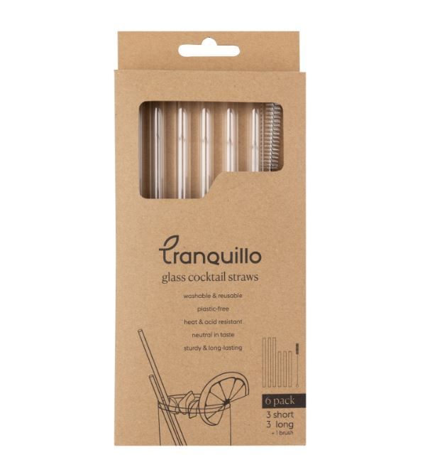 TRANQUILLO COCKTAIL GLASS  STRAW 6 PCS