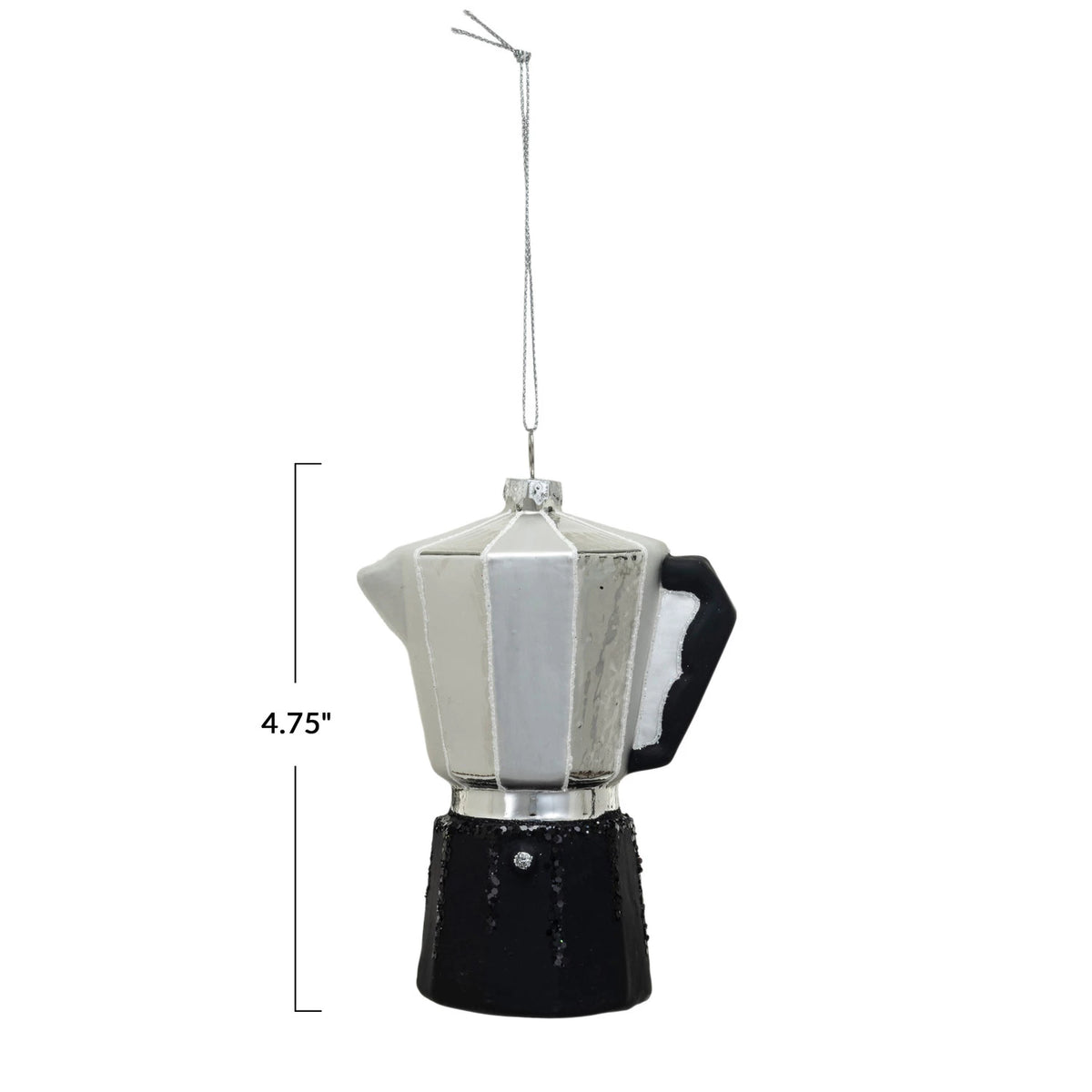 Ornament - Blue espresso coffee maker - Creative Coop