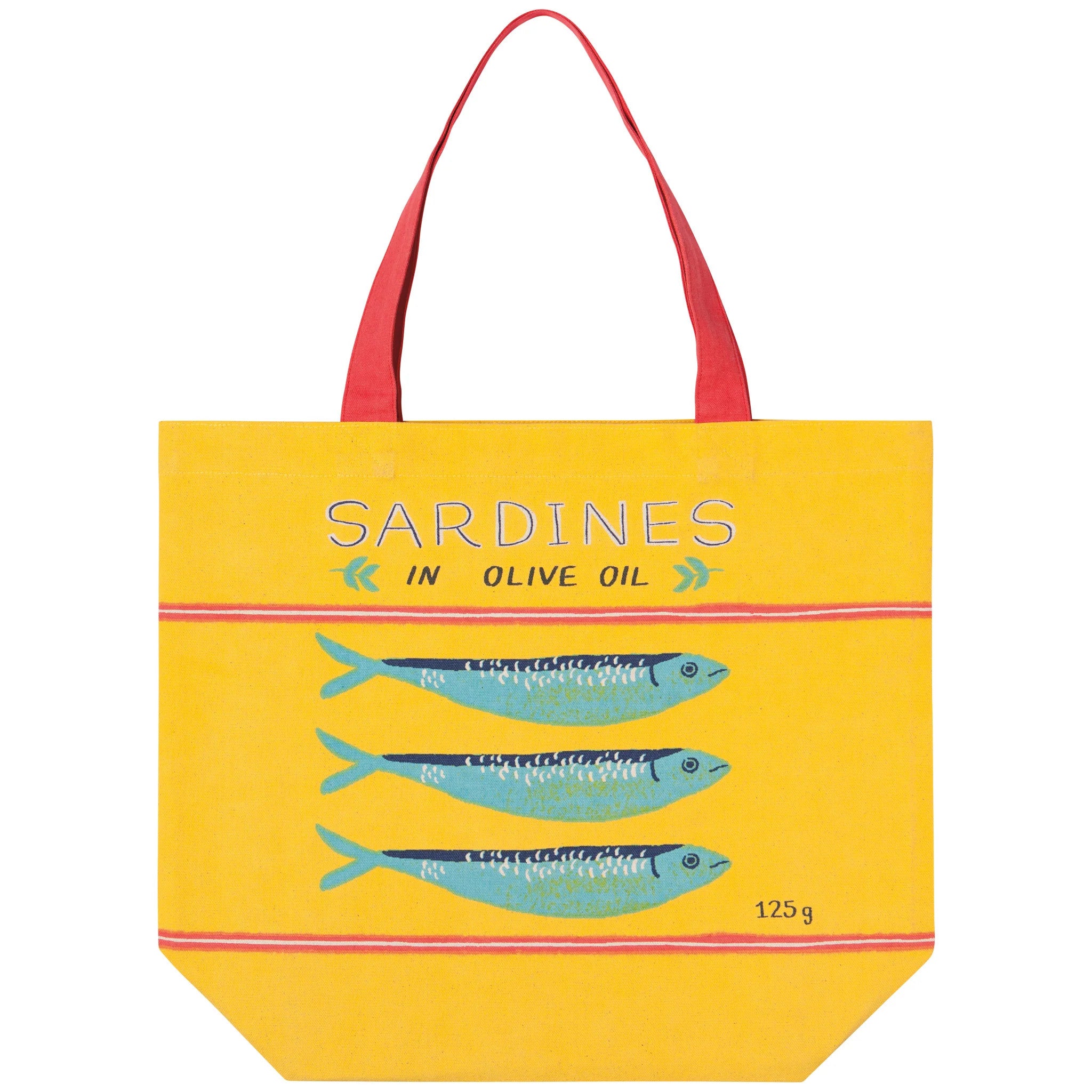 Yellow tote bag with sardine pattern - Del Mar - Danica